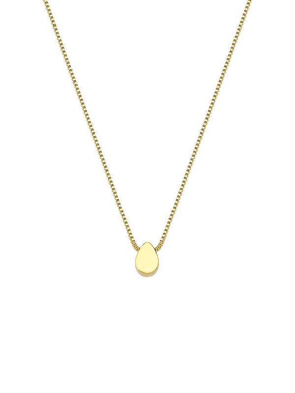 Colar Gota Lisa 40cm + 5cm de extensor - Banho de Ouro 18k