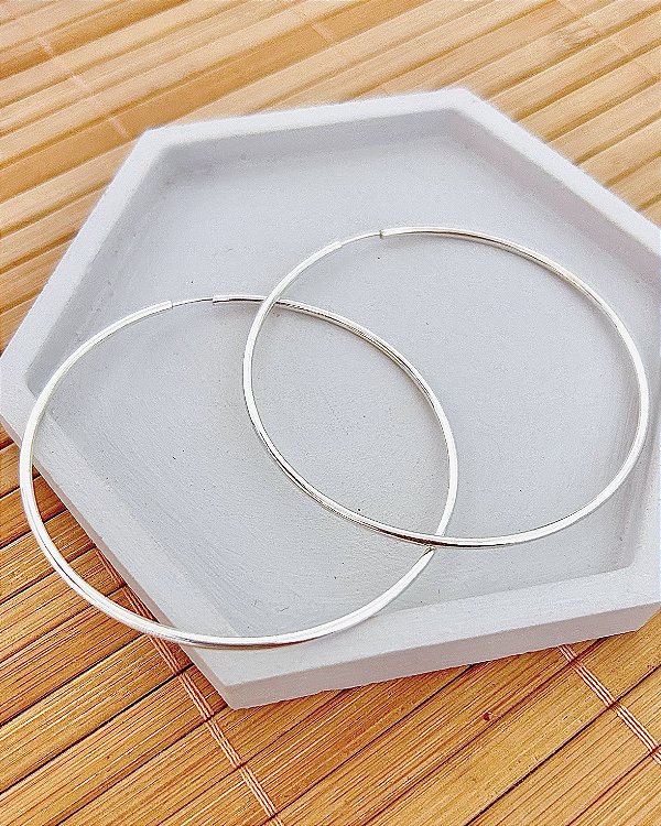 Brinco Argola Fio Redondo Encaixe 6,3cm - Prata 925