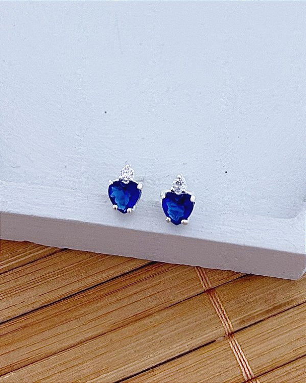 Brinco Zircônia Coração c/ Ponto de Luz - Prata 925