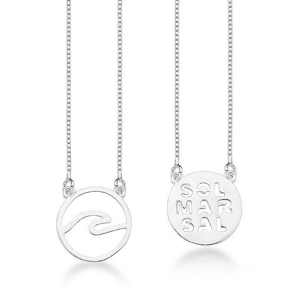 Escapulário Sol, Mar, Sal 60cm - Prata 925