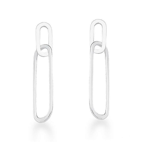 Brinco 2 Elos 3cm - Prata 925