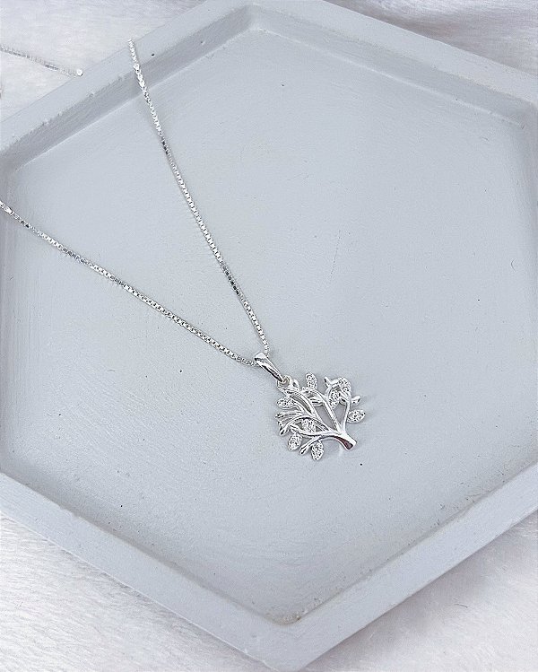 Colar Árvore da Vida Cravejado 1,4cm - Prata 925