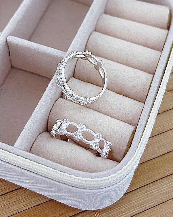 Anel Elos Ovais c/ Zircônias - Prata 925