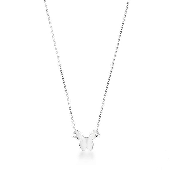 Colar Borboleta Origami 45cm - Prata 925