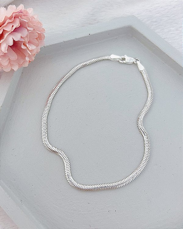 Pulseira Lacraia 2mm 18,5cm - Prata 925