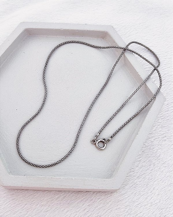 Colar Pipoca Envelhecido 1mm 45cm - Prata 925
