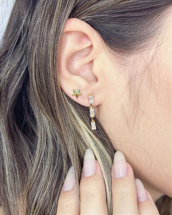 Brinco Infantil Estrela 0,6cm - Banho de Ouro 18k