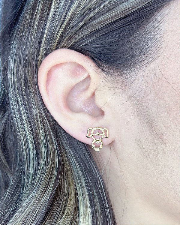 Brinco Menina Vazada 1,3cm - Banho de Ouro 18k