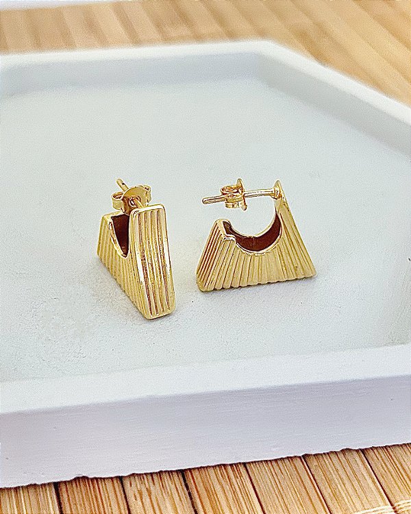 Brinco Argola Tijolinho 1,6cm - Banho de Ouro 18k