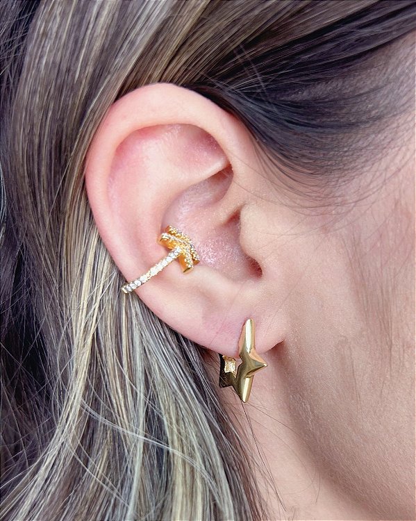 Brinco Argola Estrela 1,7cm - Banho de Ouro 18k