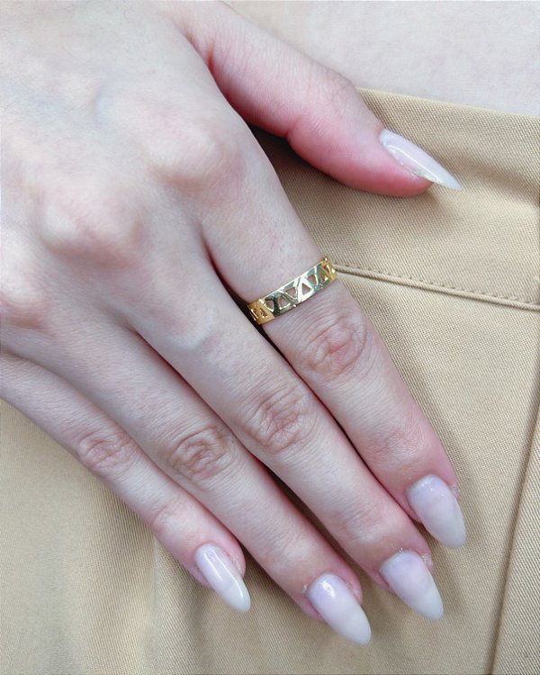 Anel Aliança Zig Zag - Banho de Ouro 18k