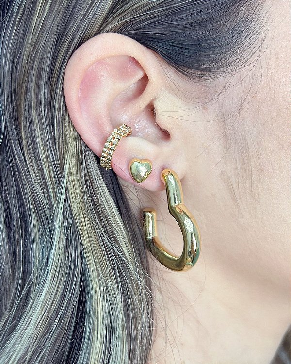 Piercing Fake Coração - Banho de Ouro 18k