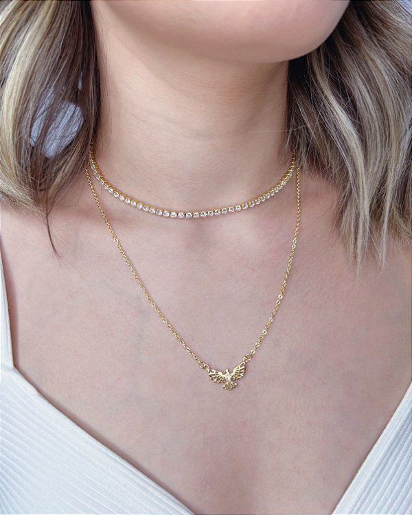 Colar Espirito Santo Vazado 50cm + 5cm extensor - Banho de Ouro 18k