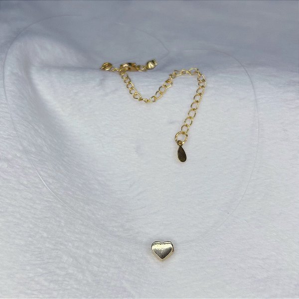 Colar Nylon c/ Coração 35cm - Banho de Ouro 18k