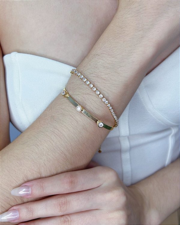 Pulseira Riviera 17cm + 5cm extensor - Banho de Ouro 18k