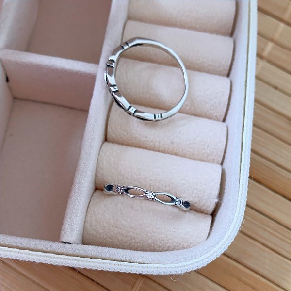 Anel Navete Vazada c/ Zircônia - Prata 925