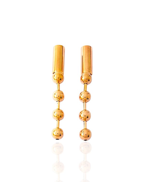 Brinco Tubo c/ Bolinhas 5cm - Banho de Ouro 18k
