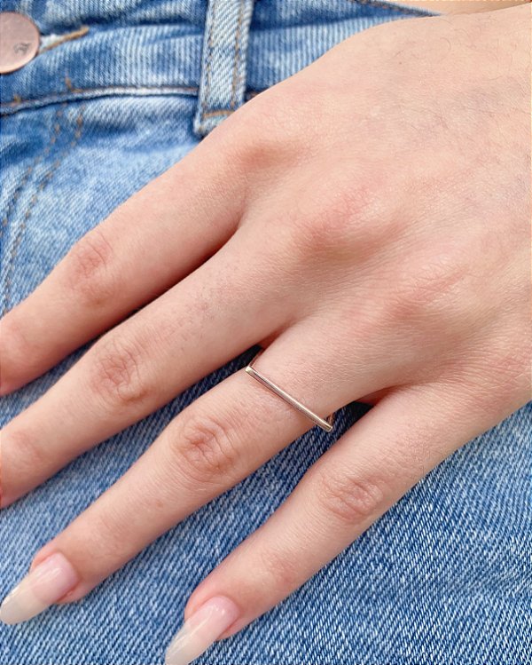 Anel Quadrado Fino - Prata 925