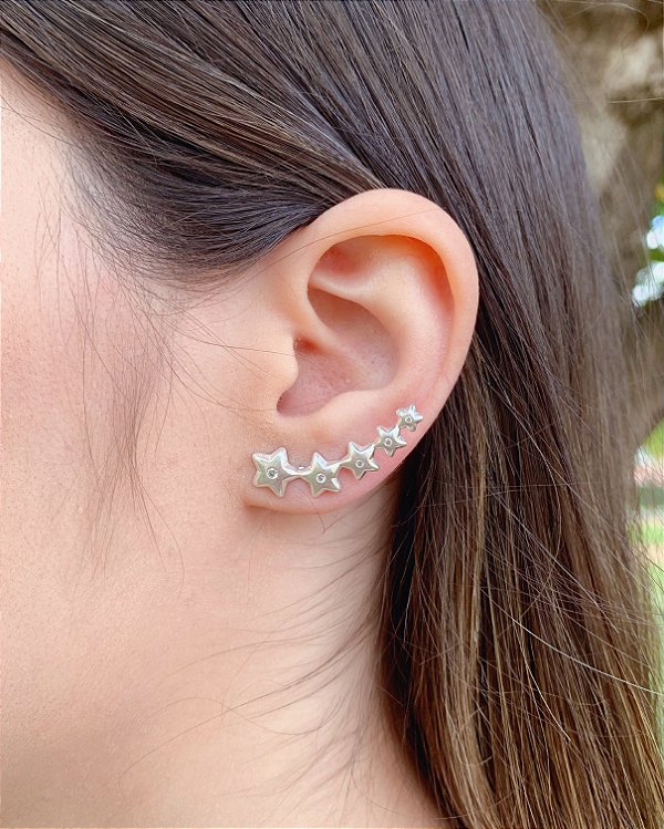 Brinco Ear Cuff 5 Estrelas - Prata 925