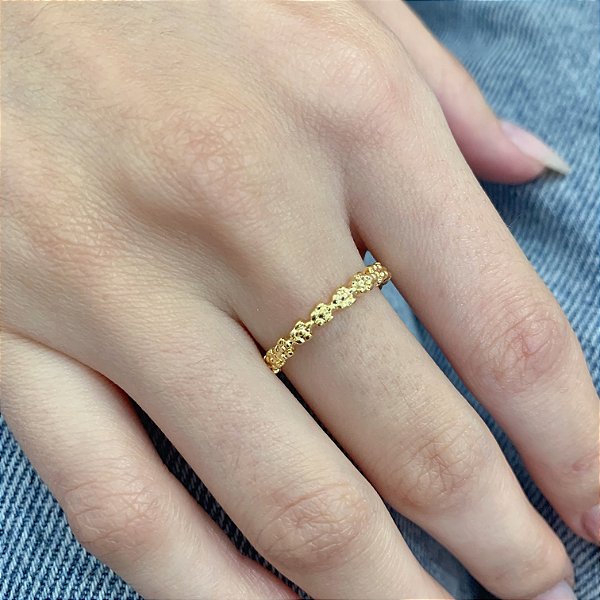 Anel Mini Florzinhas - Banho a Ouro 18k
