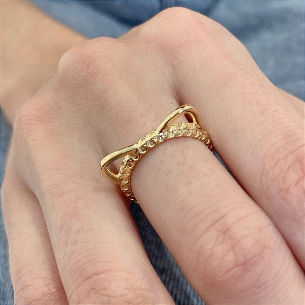 Anel Orelhinha Vazada - Banho a Ouro 18k