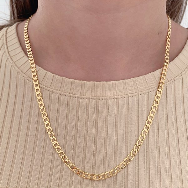 Colar Grumet 4mm  45cm - Banho de Ouro 18k