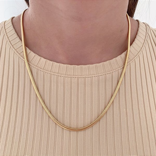 Colar Rabo de Rato 3mm  45cm - Banho de Ouro 18k