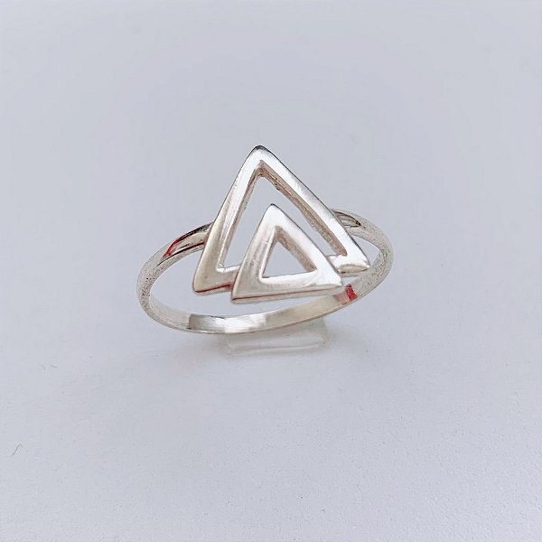 Anel Triangulo Duplo Vazado - Prata 925