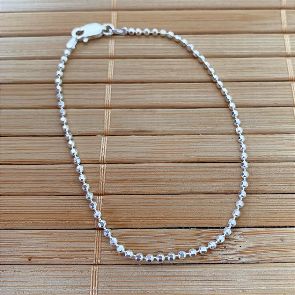 Pulseira Bolinha Diamantada 18,5cm - Prata 925