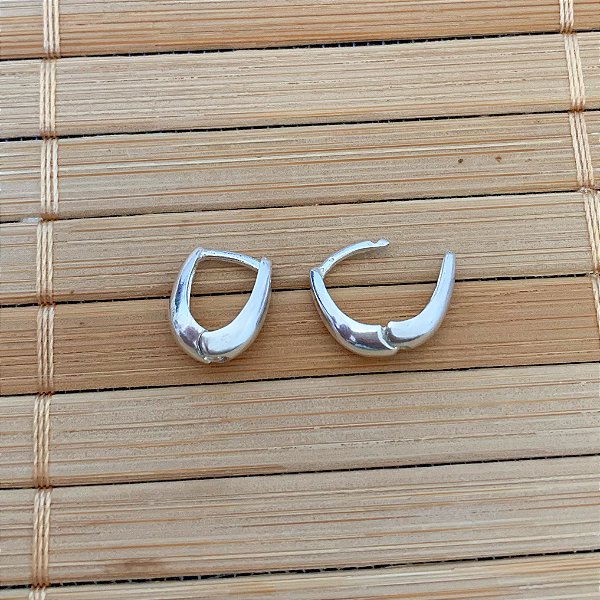 Brinco Argola Articulada Gota 1cm x 0,8cm - Prata 925