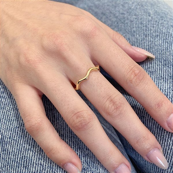 Anel Zig Zag - Banho a Ouro 18k