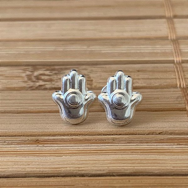 Brinco Mão de Fatima 0,9cm - Prata 925