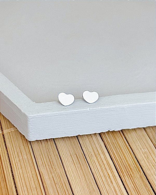 Brinco Coração Fofo 0,6cm - Prata 925