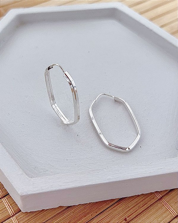 Brinco Argola Sextavada - Prata 925