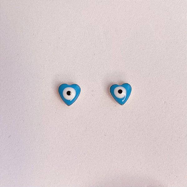 Brinco Olho Grego Coração 0,5cm - Banho de Ouro 18k