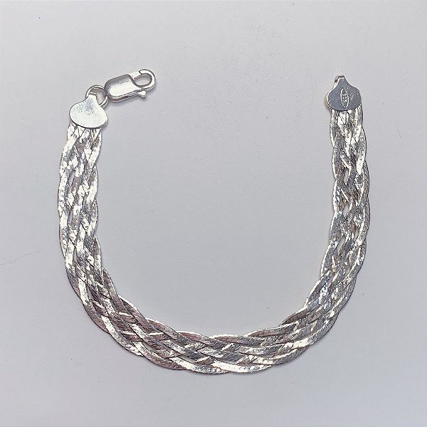 Pulseira Laminada 6 fios 18cm - Prata 925