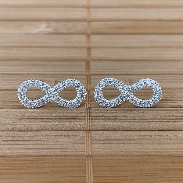 Brinco Infinito Cravejado - Prata 925