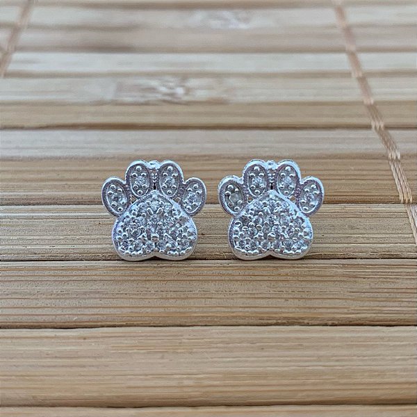 Brinco Patinha Cravejada - Prata 925