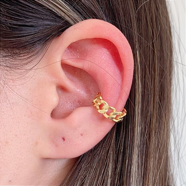 Piercing Fake Corrente - Banho de Ouro 18k