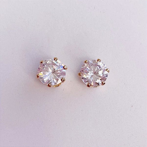 Brinco Ponto de Luz Zircônia Grande - Banho de Ouro 18k