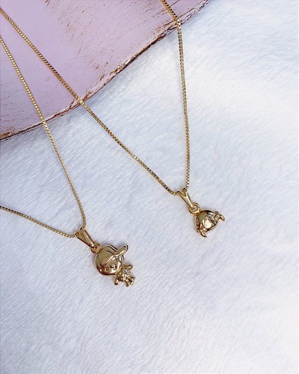 Colar Menino Bone 45cm - Banho de Ouro 18k