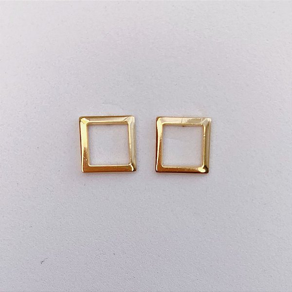 Brinco Quadrado Fino Vazado - Banho de Ouro 18k