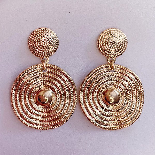 Brinco Disco Medio - Banho de Ouro 18k