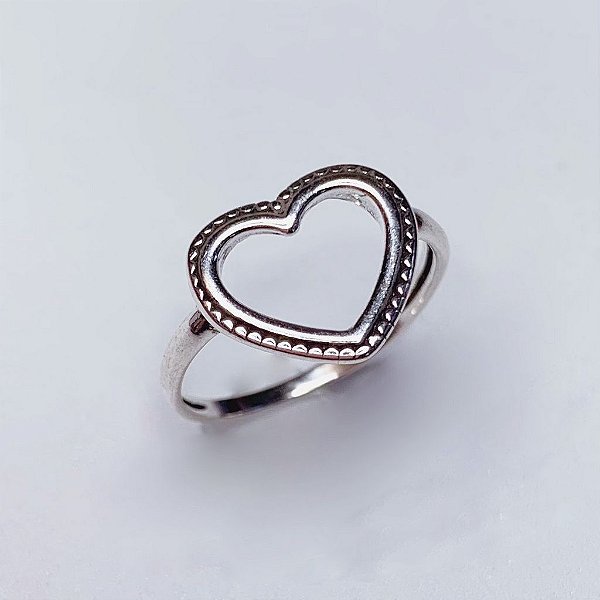 Anel Coração Vazado Riscos - Prata 925