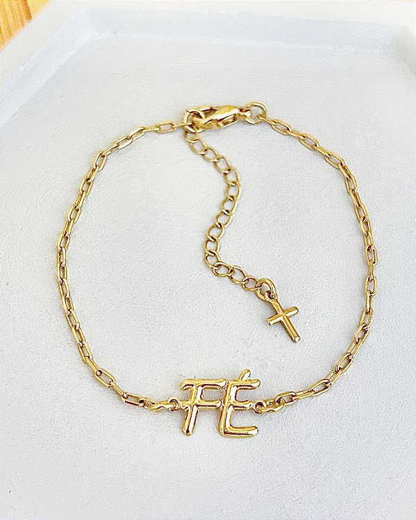 Pulseira Elo Cartier Fé 20cm - Banho de Ouro 18k