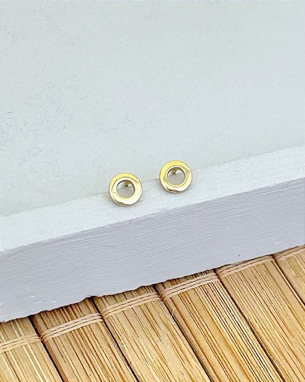 Brinco Mini Circulo Vazado 4mm - Banho de Ouro 18k