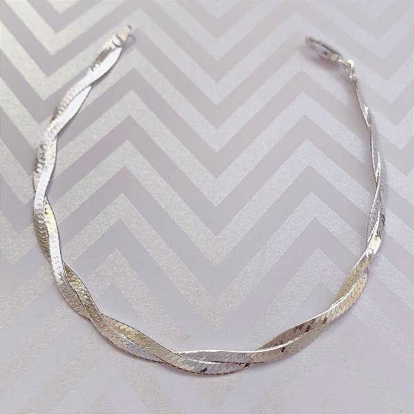 Pulseira Laminada 2 fios 19cm - Prata 925