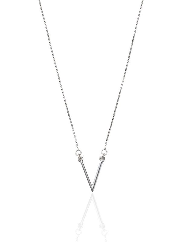 Colar V Veneziana 45cm - Prata 925