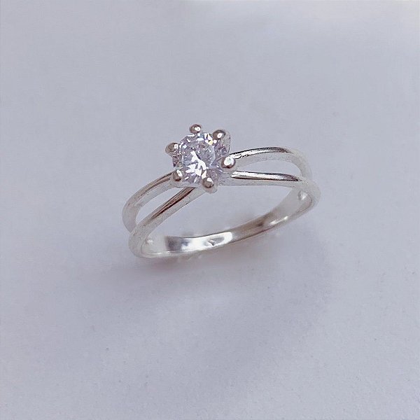 Anel Solitário Detalhe Vazado - Prata 925