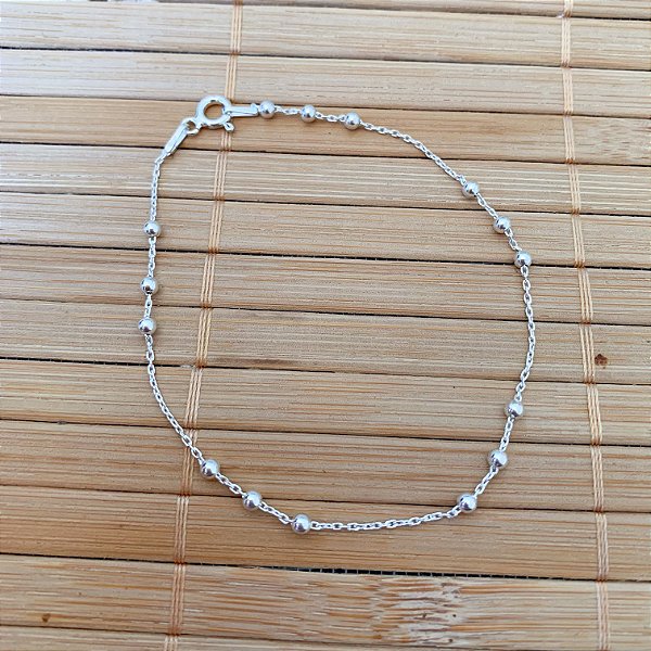 Pulseira Bolinha 3x3 19cm - Prata 925